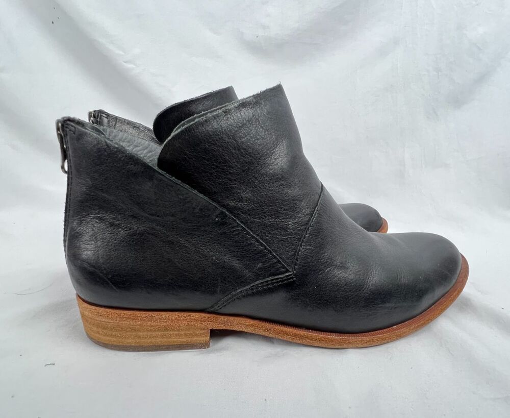 Kork-Ease Ryder Black Leather Ankle Boots Rear Zip Low Heel K53500 Size 8.5Kork-